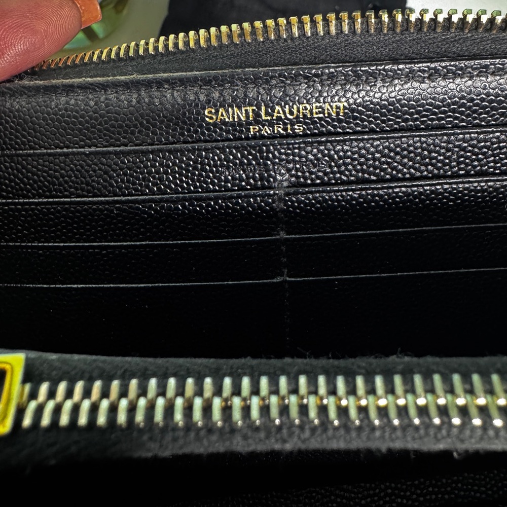 YSL Black Quilted Zip Wallet - Picture 12 of 16
